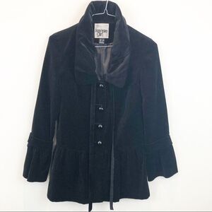 Kensie Black Velvet Button Front Peplum Jacket Small